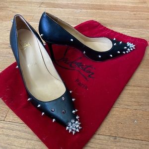 Loved Christian Louboutin Spike Studs Pumps Stiletto Black Ladies size 37